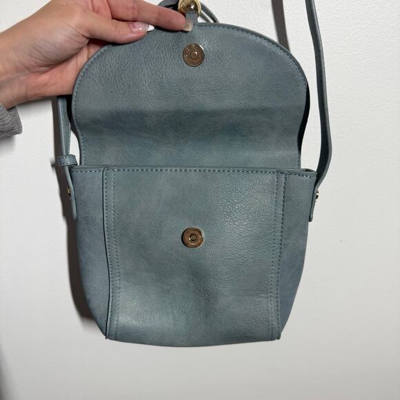 Antik Kraft Mini Shoulder Bag BlueFabric Print Snap Close Adjustable Strap Purse - Picture 2 of 9